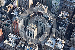 New York City Manhattan aerial view with buildings roof tops