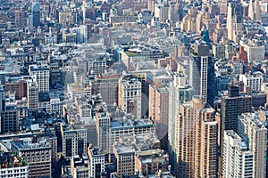 New York City Manhattan aerial view, skyscrapers background
