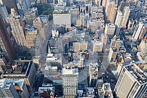 New York City, Manhattan aerial view with skyscrapers from above