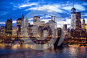 New York City Manhattan Brooklyn Bridge night
