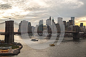 New York City Manhattan Brooklyn Bridge sunset