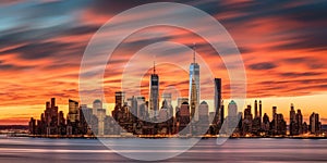new york city manhattan dusk beautiful panorama generative AI