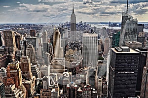 New York City Manhattan midtown aerial panorama view