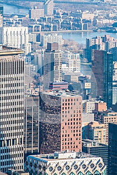 New York City Manhattan midtown aerial panorama view with skyscrapers