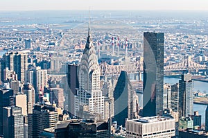 New York City Manhattan midtown aerial panorama view with skyscrapers