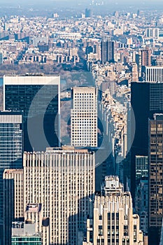 New York City Manhattan midtown aerial panorama view with skyscrapers