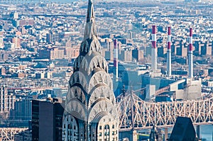 New York City Manhattan midtown aerial panorama view with skyscrapers