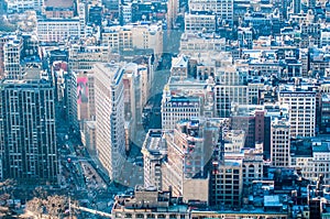 New York City Manhattan midtown aerial panorama view with skyscrapers