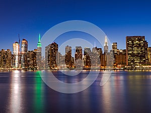 New York City Manhattan midtown buildings skyline night