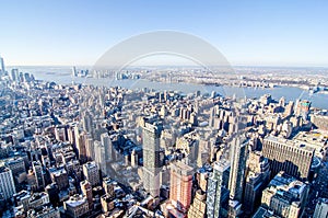 New york city manhattan skylin aerial