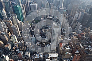 New York City Manhattan skyline aerial view with skyscrapers
