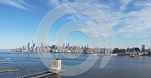 New York city Manhattan skyline from New Jersey. Manhattan over the Hudson river. NYC cityscape, aerial view. Manhattan