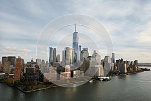 New York city Manhattan skyline from New Jersey. Manhattan over the Hudson river. NYC cityscape, aerial view. Manhattan