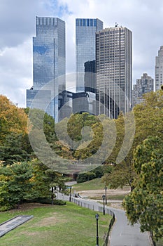 New York City Manhattan skyline panorama viewed from Central Par