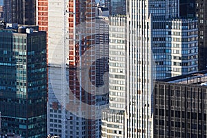New York City Manhattan skyscrapers aerial view under construction