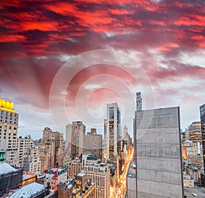 New York City - Manhattan skyscrapers, skyward view