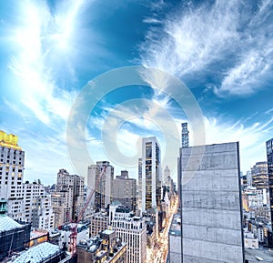 New York City - Manhattan skyscrapers, skyward view