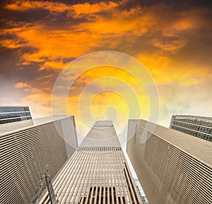 New York City - Manhattan skyscrapers, skyward view