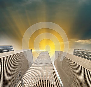 New York City - Manhattan skyscrapers, skyward view