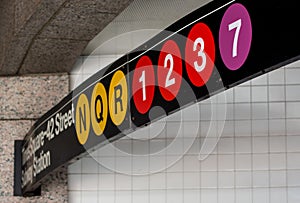 New York City. Manhattan subway signs and directions