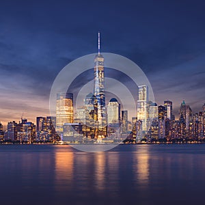 New York City - Manhattan after sunset - beautiful cityscape