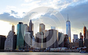 New York City Manhattan sunset skyline panorama