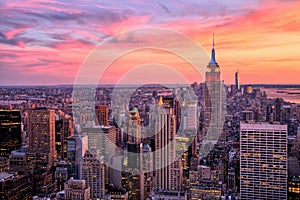 New York City Midtown with Empire State Building at Amazing Sunset photo