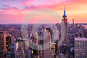 New York City Midtown with Empire State Building at Amazing Sunset