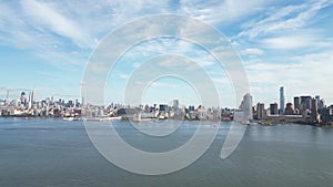 New York City midtown Manhattan skyline panorama view over Hudson River.