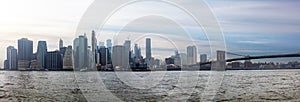 New York City midtown Manhattan skyline panorama view over Hudson River, cloudy sky