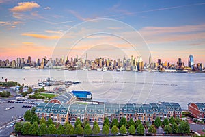 New York City midtown Manhattan sunset skyline panorama view over Hudson River