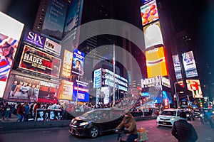 People and the traffic of Times Square, new york