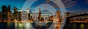 New York City Night Skyline at Blue Hour