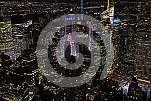 New York City nighttime skyline photo