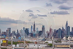 New York City NYC skyline on a relatively cloudy day.