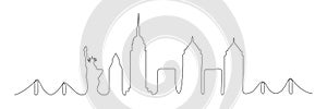 New York city one line buildings. New York City skyline vector illustration