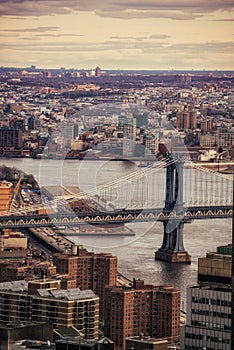 New York City panorama and Brooklyn Bridge