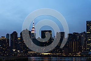 New York City panorama with Manhattan skyline over East River