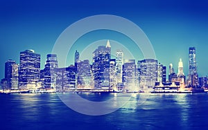 New York City Panorama Night Concept