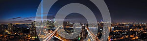 New York City Panorama of Tribute in Light and Skyline