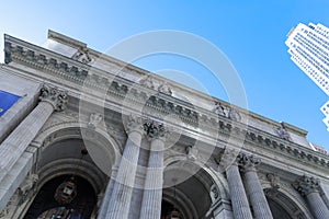 New York City Public Library Entrance in Manhattan