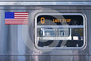 New York City Q train detail, last stop