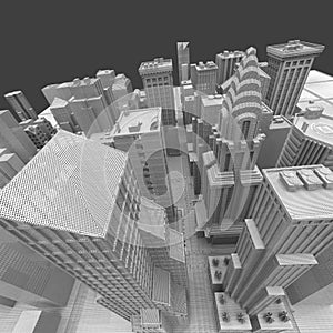 New York City (rendered, white, wire mesh)