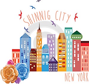New York city shinning vector illustration photo