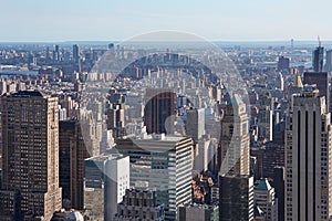 New York City skyline aerial view with skyscrapers