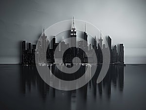New York City skyline. Black and white. 3D illustration