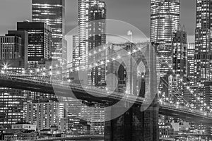 New York City skyline cityscape of Manhattan with brooklyn bridge in USA