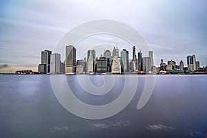 new york city skyline on a cloudy day