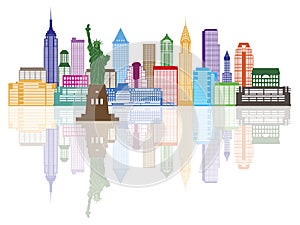 New York City Skyline Color Vector Illustration