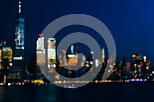 New York City skyline and Downtown Manhattan from Jersey City during night